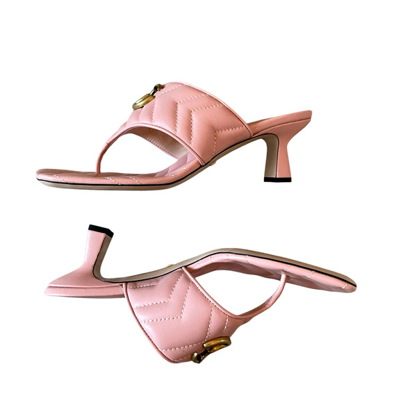 Gucci GG Marmont Quilted Pink Leather Thong Sandals Women Size 37.5 / US 7.5 New - Picture 6 of 16